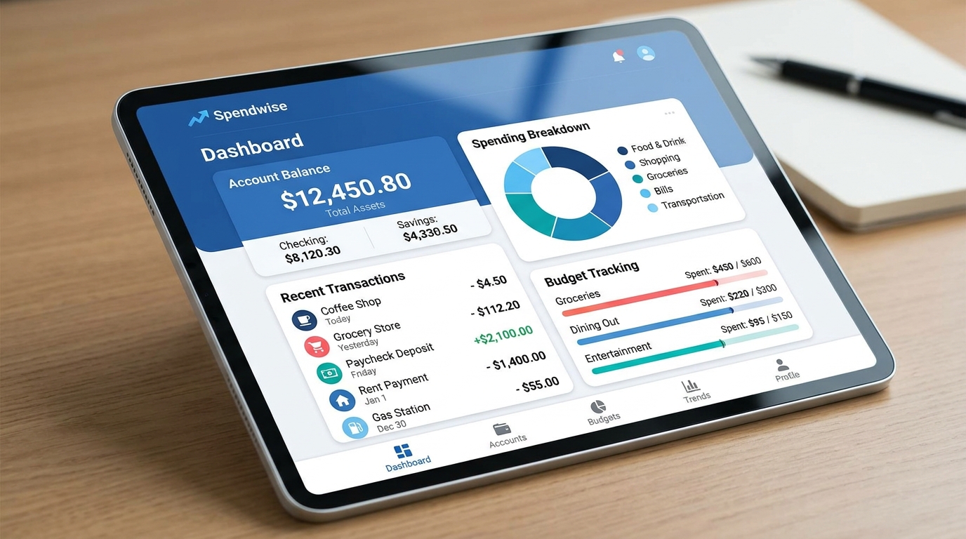 FinDash personal finance dashboard and transaction interface